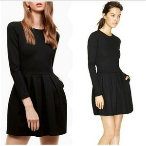 Wilfred Aritzia Tartine Flare Long Sleeve Dress, Color Black, Size 2